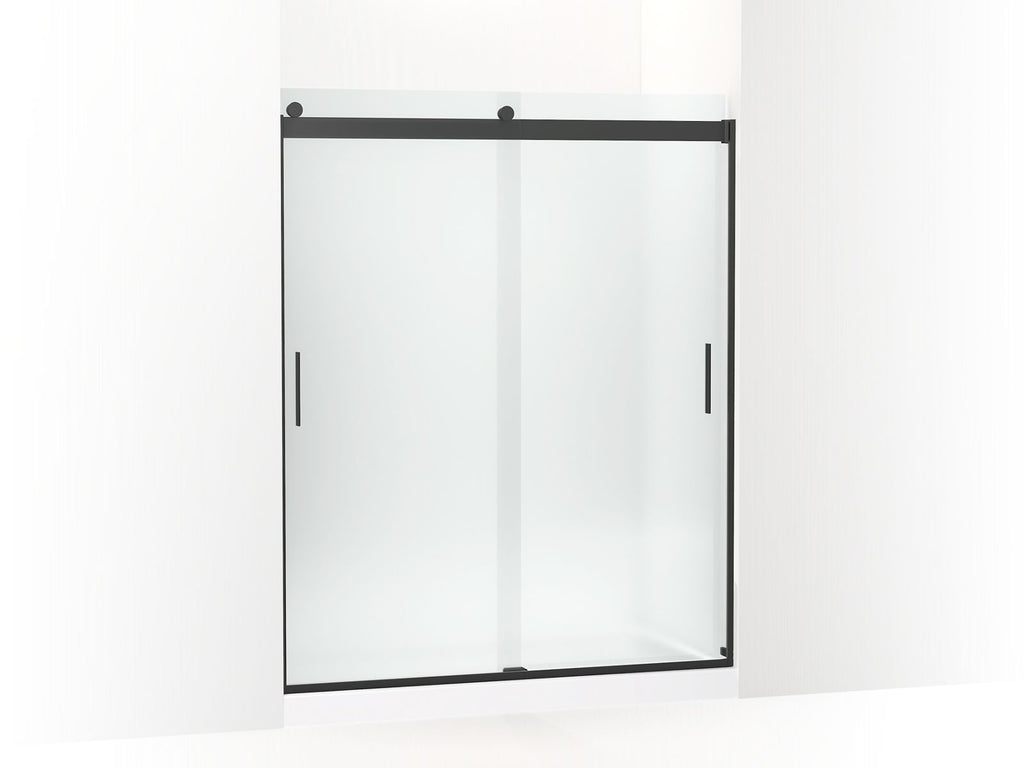 Levity® Sliding Shower Door, 74" H X 56-5/8 - 59-5/8" W, With 1/4" Thick Frosted Glass And Blade Handles