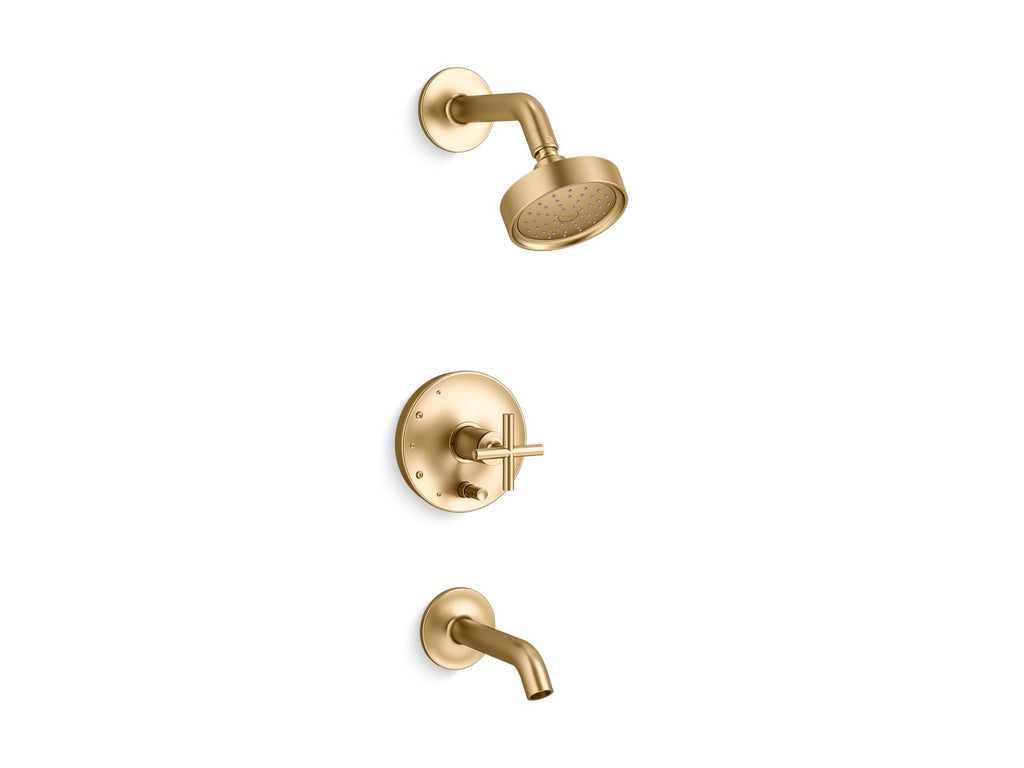 Purist® Rite-Temp® Bath And Shower Trim Kit With Push-Button Diverter And Cross Handle, 1.75 Gpm