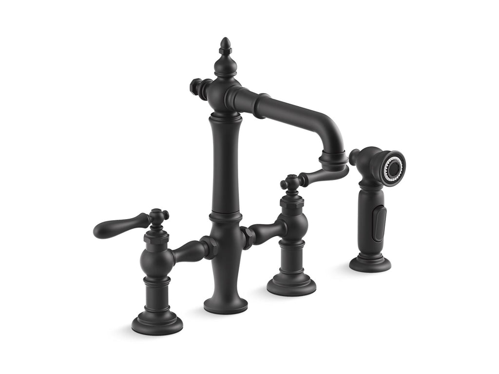 Artifacts® Two-Hole Bridge Bar Sink Faucet With Side Sprayer