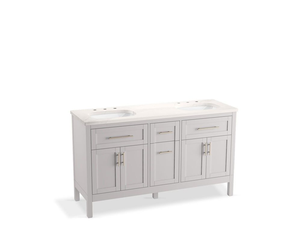 Hadron™ 60" Bathroom Vanity Cabinet With Sinks And Quartz Top