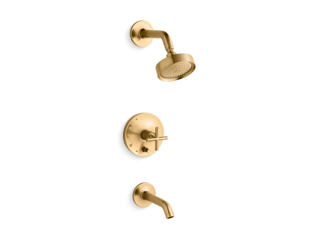 Purist® Rite-Temp® Bath And Shower Trim Kit With Push-Button Diverter And Cross Handle, 2.5 Gpm