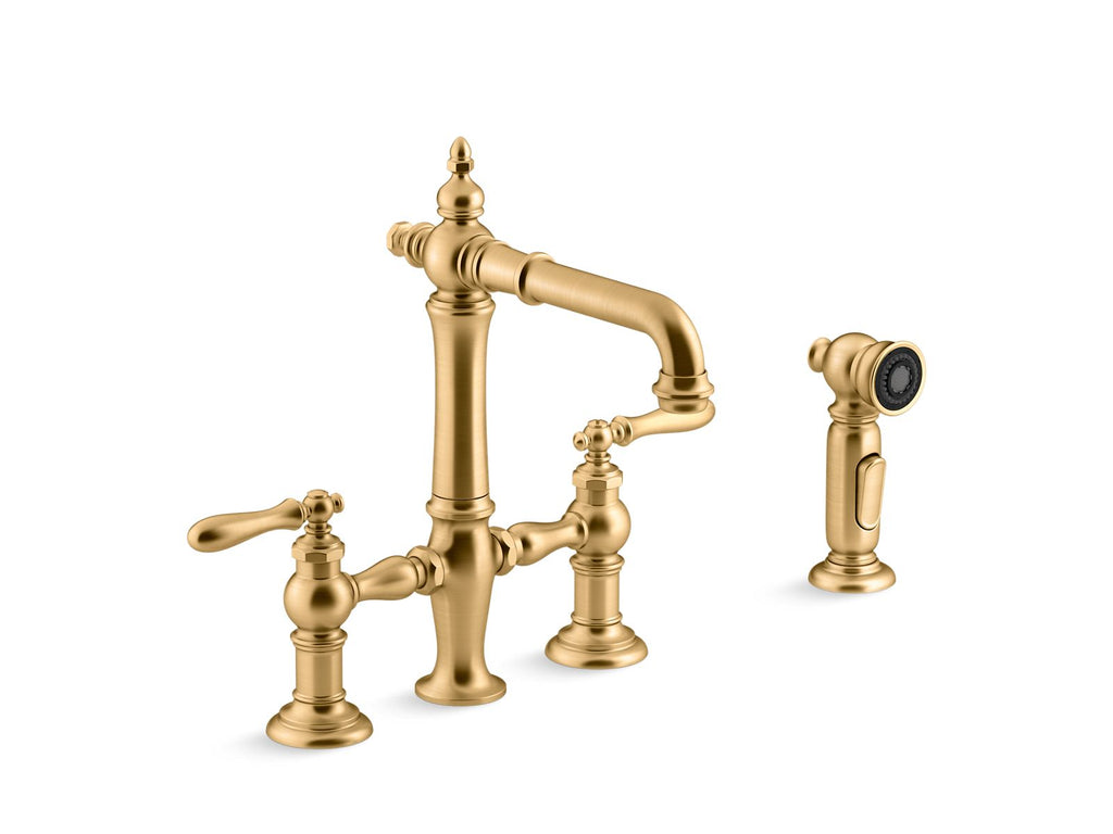 Artifacts® Two-Hole Bridge Bar Sink Faucet With Side Sprayer