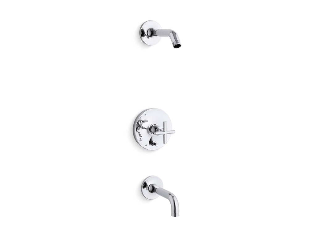 Purist® Rite-Temp® Bath And Shower Trim Kit With Push-Button Diverter And Cross Handle, Without Showerhead