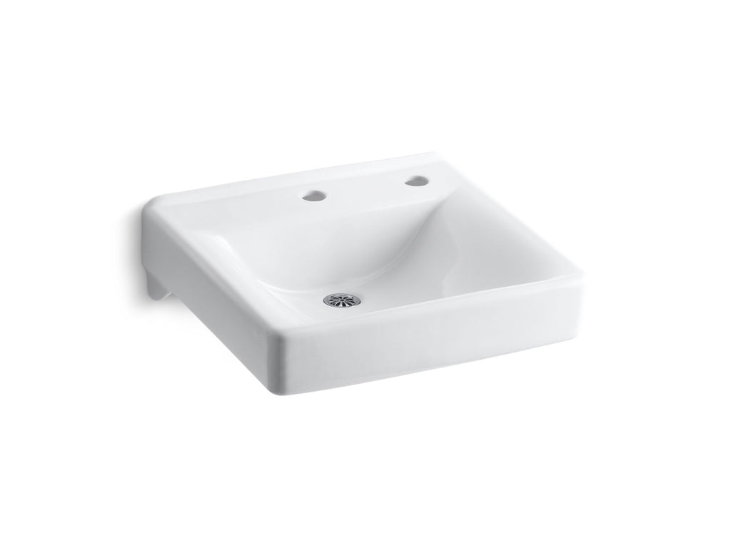 Soho® 20" X 18" Wall-Mount/Concealed Arm Carrier Bathroom Sink With Single Faucet Hole And Right-Hand Soap Dispenser Hole