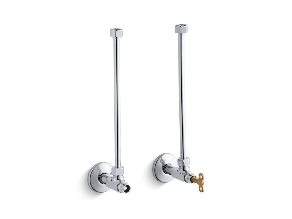 Pair 1/2" Npt Angle Supplies With Loose-Key Stop And Annealed Vertical Tube