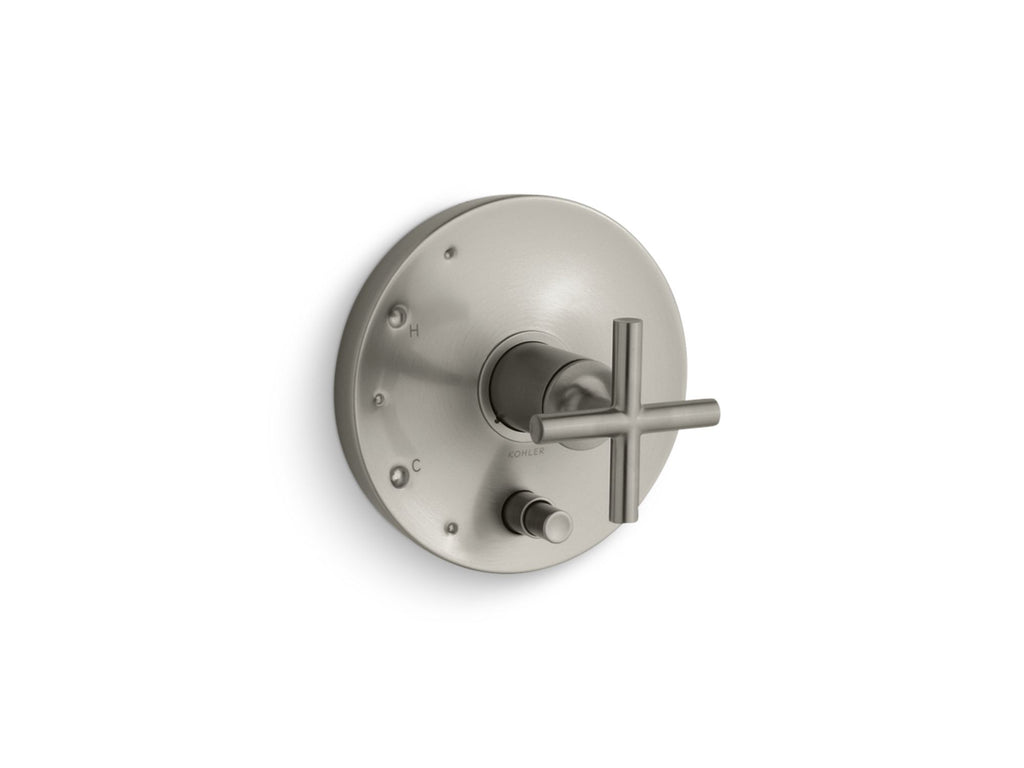 Purist® Rite-Temp® Valve Trim With Push-Button Diverter And Cross Handle