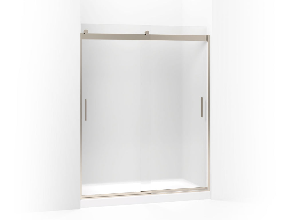 Levity® Sliding Shower Door, 74" H X 56-5/8 - 59-5/8" W, With 1/4" Thick Frosted Glass And Blade Handles