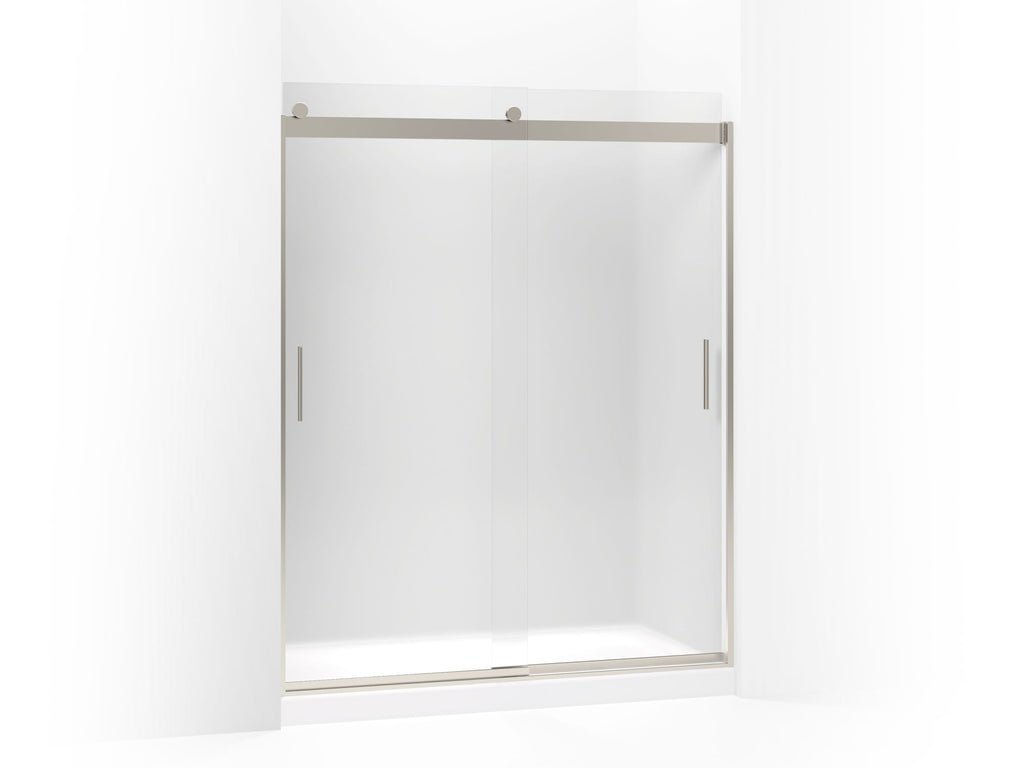 Levity® Sliding Shower Door, 74" H X 56-5/8 - 59-5/8" W, With 1/4" Thick Frosted Glass And Blade Handles