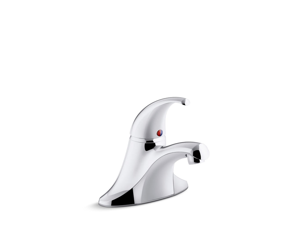 Coralais® Single-Handle Centerset Bathroom Sink Faucet With Grid Drain, 0.5 Gpm Vandal-Resistant Aerator And Red/Blue Indicator