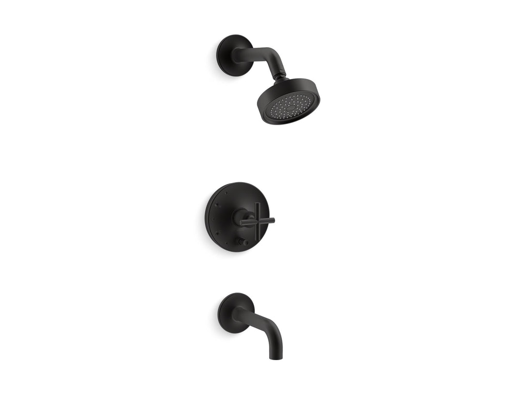 Purist® Rite-Temp® Bath And Shower Trim Kit With Push-Button Diverter And Cross Handle, 2.5 Gpm