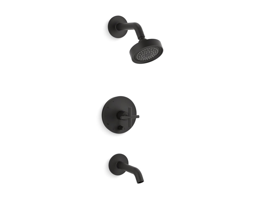 Purist® Rite-Temp® Bath And Shower Trim Kit With Push-Button Diverter And Cross Handle, 2.5 Gpm