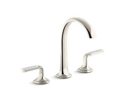 Script® Decorative Sink Faucet, Arch Spout, Frost Wave Enamel Lever Handles