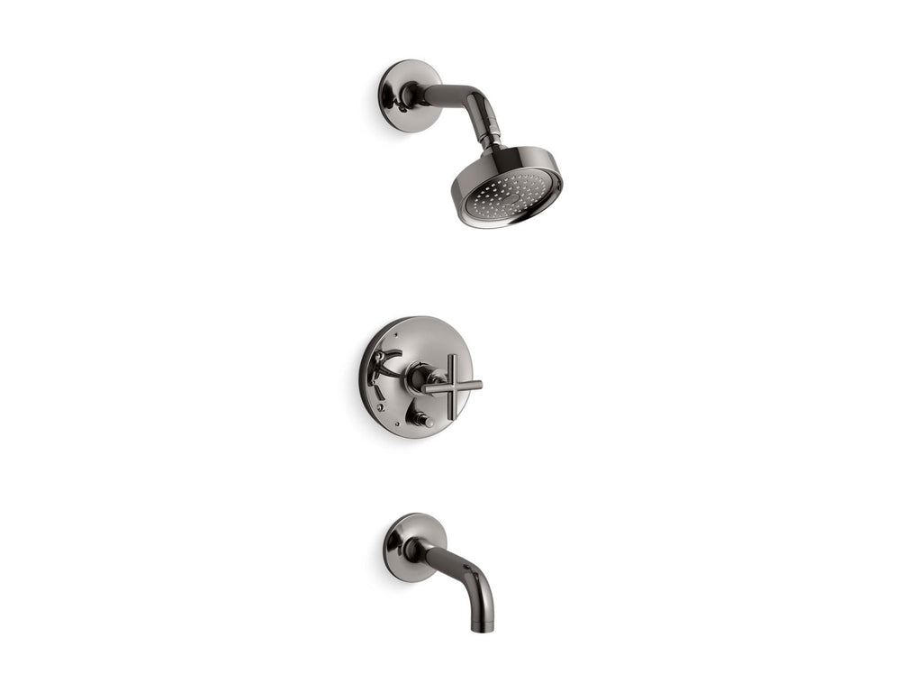 Purist® Rite-Temp® Bath And Shower Trim Kit With Push-Button Diverter And Cross Handle, 2.5 Gpm