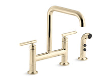 Purist® Two-Hole Bridge Kitchen Sink Faucet With Side Sprayer