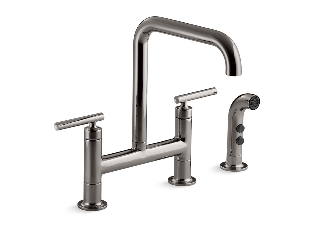 Purist® Two-Hole Bridge Kitchen Sink Faucet With Side Sprayer