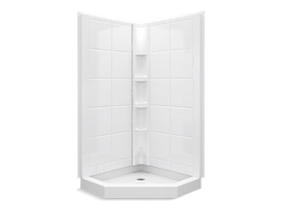 Intrigue™ 39" X 39" Vikrell® Tile Neo-Angle Shower Stall, Center Drain