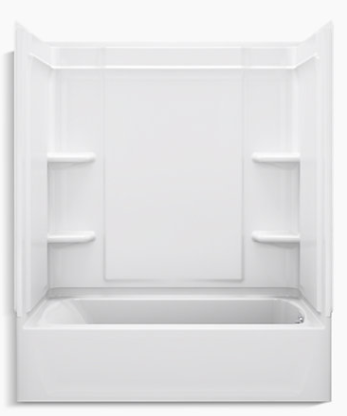 Ensemble™ Medley® 60" X 32" Vikrell Bath/Shower With Aging In Place Backerboards, Right Drain