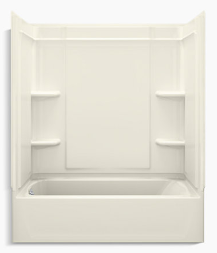 Ensemble™ Medley® 60" X 30" Vikrell® Bath/Shower With Aging In Place Backerboards, Left Drain