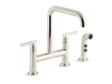 Purist® Two-Hole Bridge Kitchen Sink Faucet With Side Sprayer
