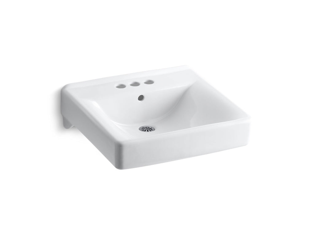 Soho® 20" X 18" Wall-Mount/Concealed Arm Carrier Arm Bathroom Sink With 4" Centerset Faucet Holes