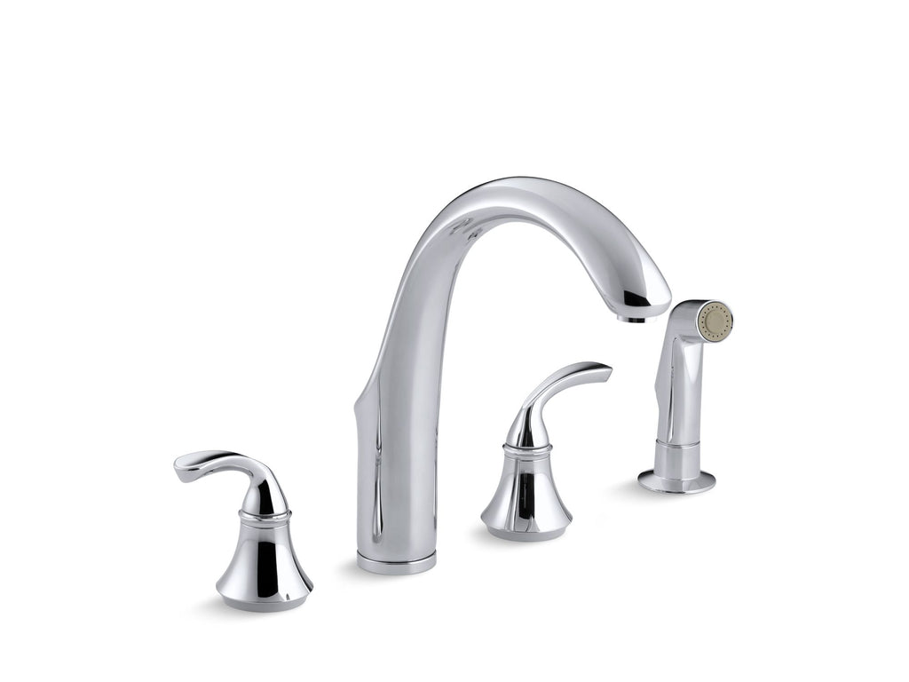 Forté® 4-hole kitchen sink faucet with 7-3/4" spout, matching finish sidespray