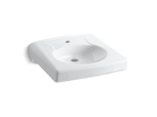 Brenham™ Wall-Mount Or Concealed Carrier Arm Mount Commercial Bathroom Sink With Single Faucet Hole And No Overflow, Antimicrobial Finish