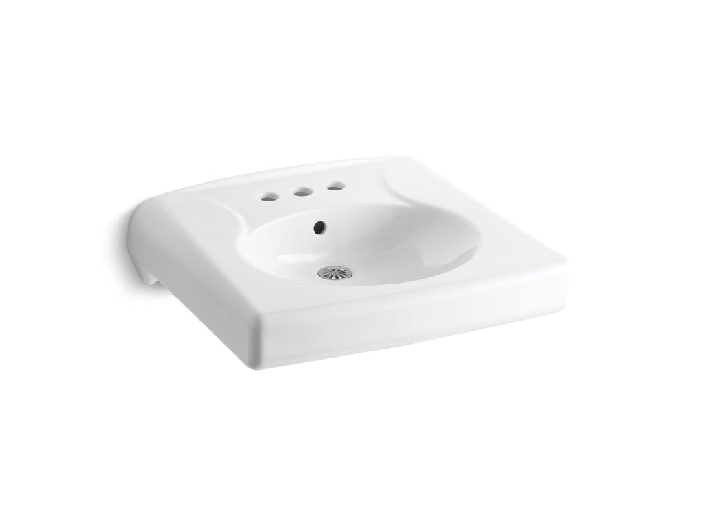 Brenham™ Wall-Mount Or Concealed Carrier Arm Mount Commercial Bathroom Sink With 4" Centerset Faucet Holes, Antimicrobial Finish