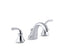 Forté® Widespread Commercial Bathroom Sink Faucet With Sculpted Lever Handles, Metal Drain, Red/Blue Indexing And Vandal-Resistant Aerator
