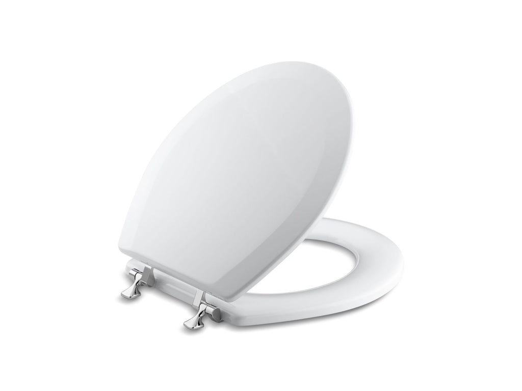 Triko™ round-front toilet seat with Polished Chrome hinges