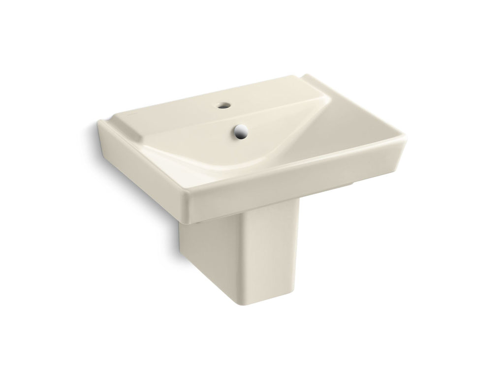 Rêve® 23" semi-pedestal bathroom sink with single faucet hole and shroud