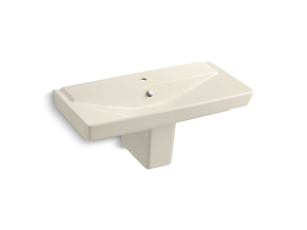 Rêve® 39" semi-pedestal bathroom sink with single faucet hole