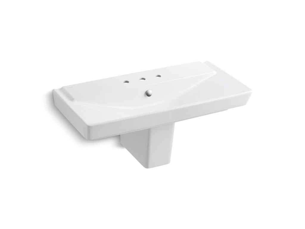Rêve® 39" semi-pedestal bathroom sink with 8" widespread faucet holes