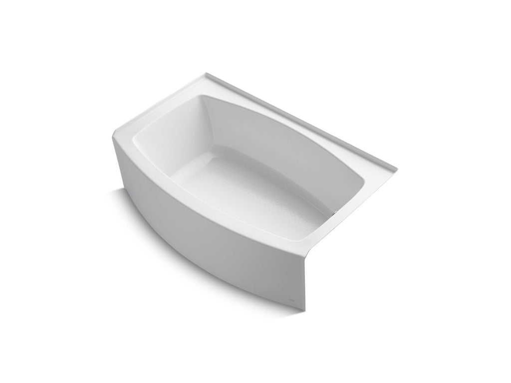 Expanse® 60" x 32-38" curved alcove bath with Bask(R) heated surface and right-hand drain