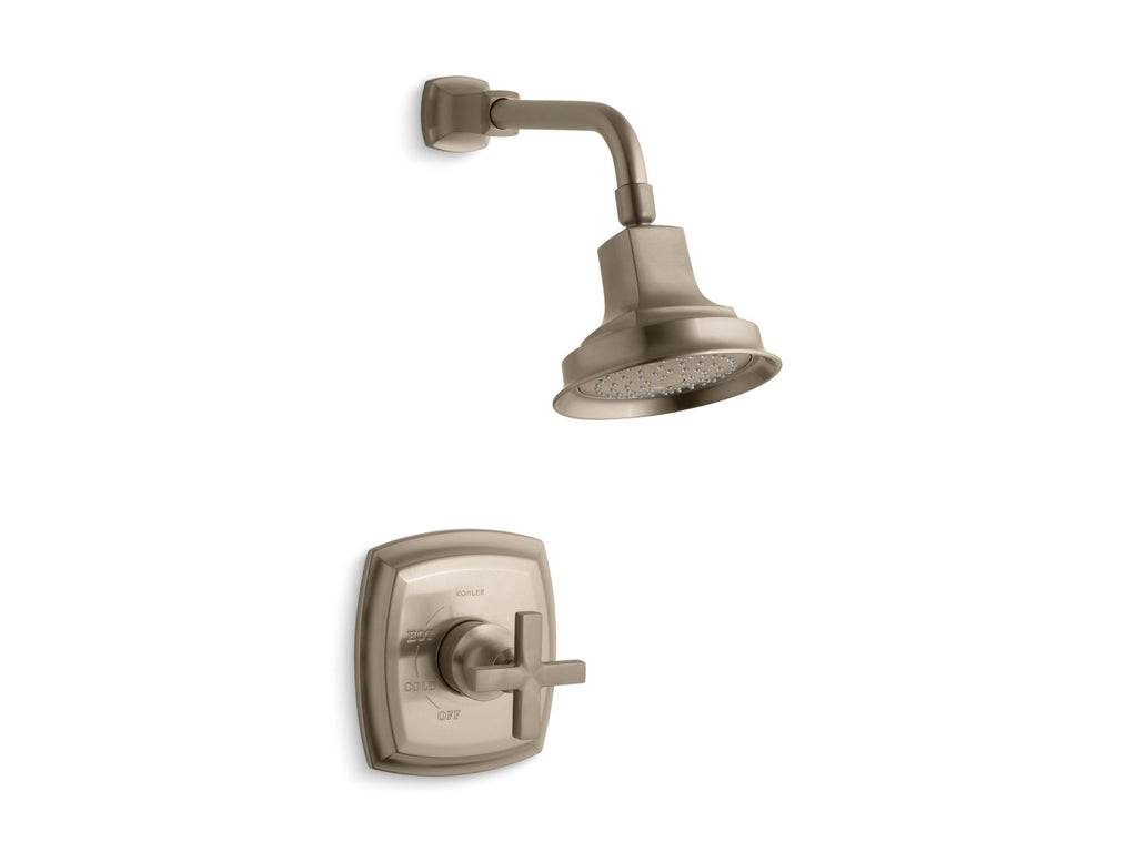 Margaux® Rite-Temp® shower valve trim with cross handle and 2.5 gpm showerhead