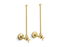 Pair 1/2" Npt Angle Supplies With Stop, Cross Handle And Annealed Vertical Tube