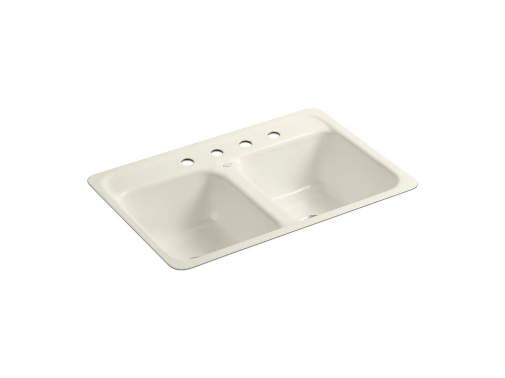 Delafield® 32" X 21" X 8-1/2" Tile-In Metal Frame Double-Equal Kitchen Sink With 4 Faucet Holes