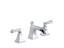 Memoirs® Stately Widespread sink faucet with red and blue indexing and Deco lever handles