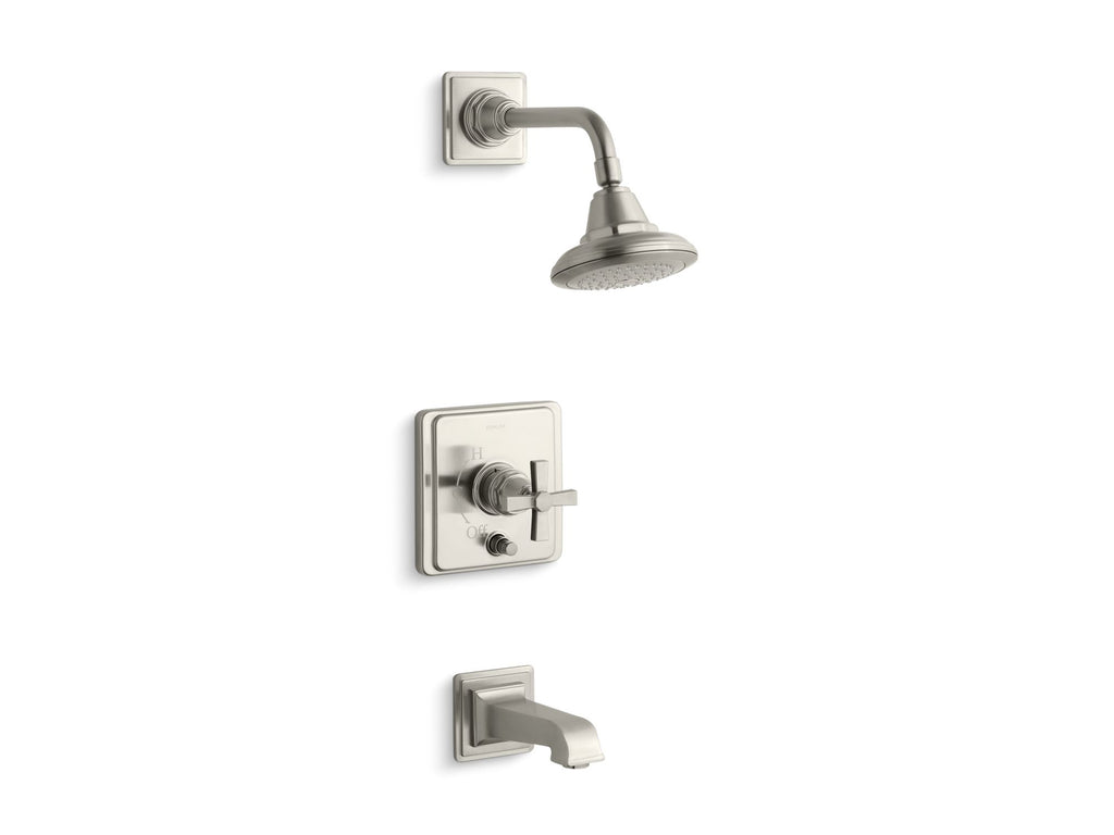 Pinstripe® Pure Rite-Temp® Bath And Shower Trim Kit With Push-Button Diverter And Cross Handle, 2.5 Gpm
