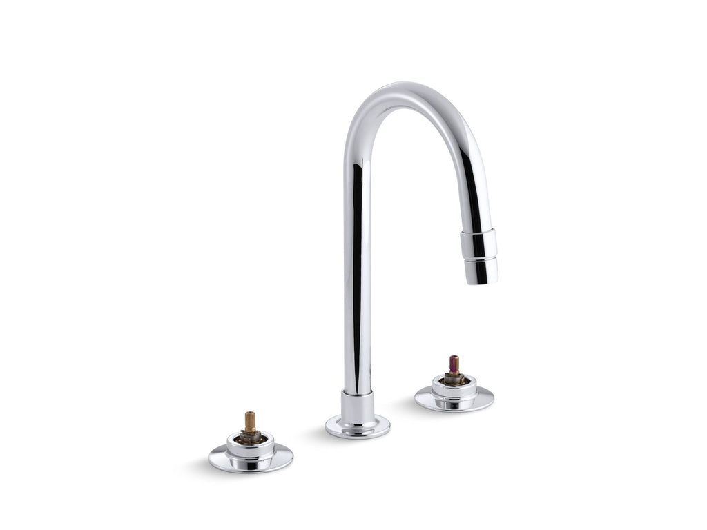 Triton® widespread commercial bathroom sink base faucet with rigid connections and gooseneck spout, requires handles, drain not included