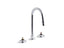 Triton® Widespread commercial bathroom sink base faucet with gooseneck spout with vandal-resistant aerator and rigid connections, requires handles, drain not included