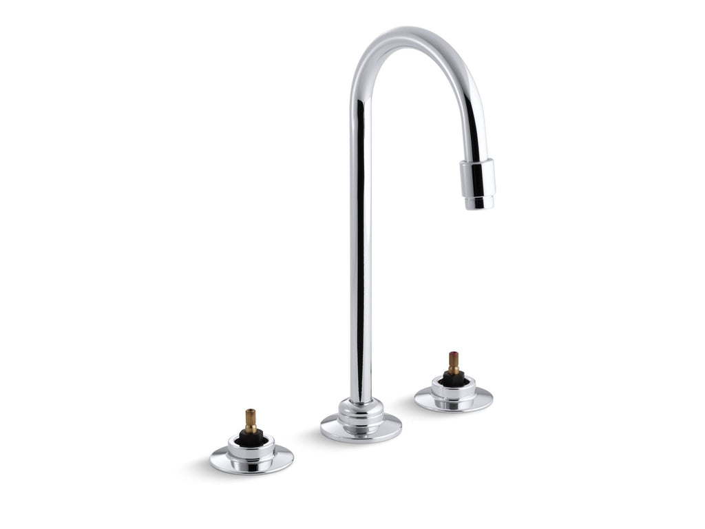 Triton® Widespread commercial bathroom sink faucet with flexible connections and gooseneck spout, requires handles