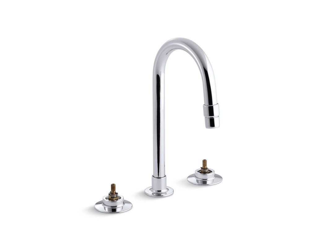 Triton® Widespread commercial bathroom sink faucet with gooseneck spout with vandal-resistant aerator and rigid connections, requires handles, drain not included