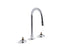 Triton® Widespread commercial bathroom sink faucet with gooseneck spout with vandal-resistant aerator and rigid connections, requires handles, drain not included
