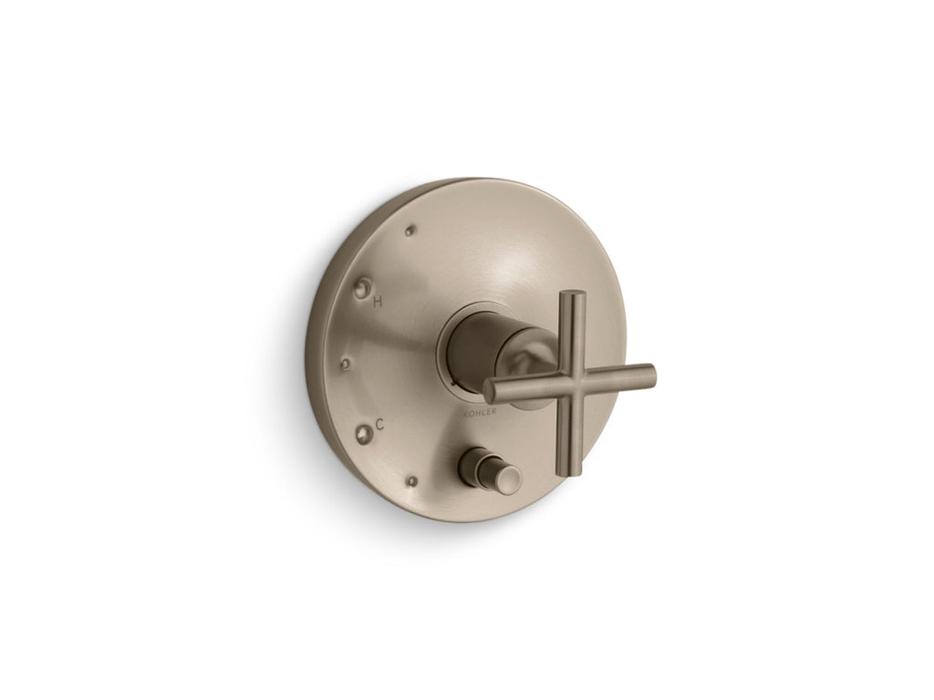 Purist® Rite-Temp® Valve Trim With Push-Button Diverter And Cross Handle