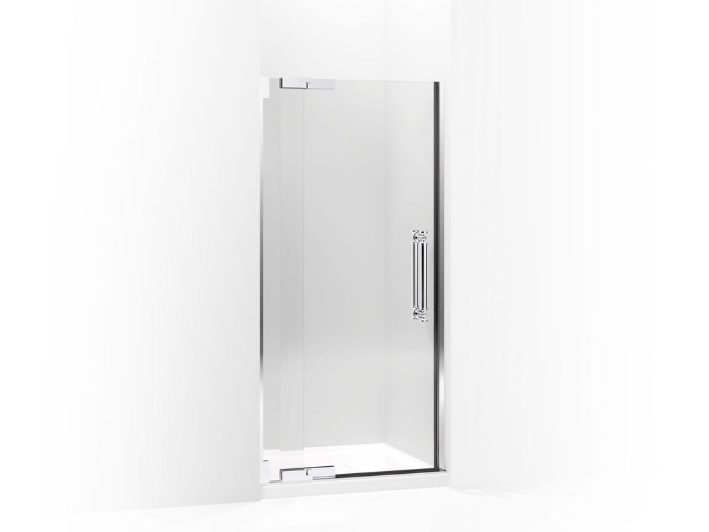 Pinstripe® Pivot shower door, 72-1/4" H x 33-1/4 - 35-3/4" W, with 3/8" thick Crystal Clear glass
