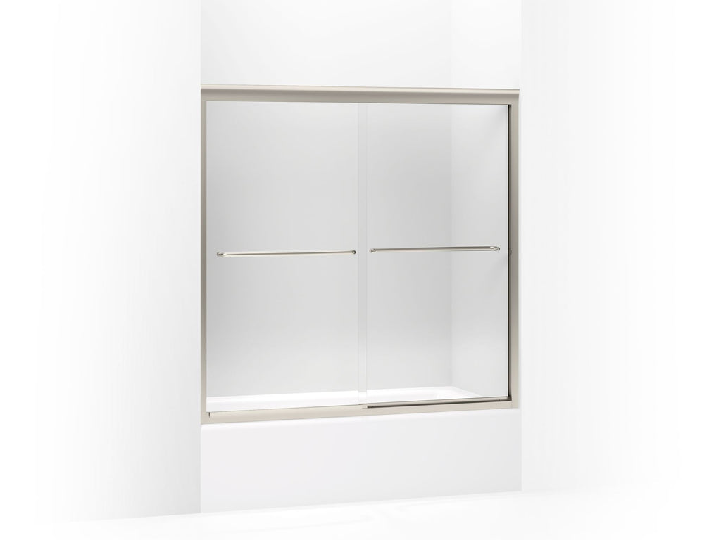 Fluence® Sliding bath door, 58-5/16" H x 56-5/8 - 59-5/8" W, with 1/4" thick Crystal Clear glass
