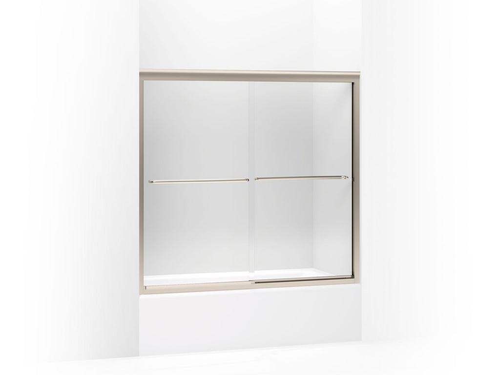 Fluence® Sliding bath door, 55-3/4" H x 54 - 57" W, with 1/4" thick Crystal Clear glass