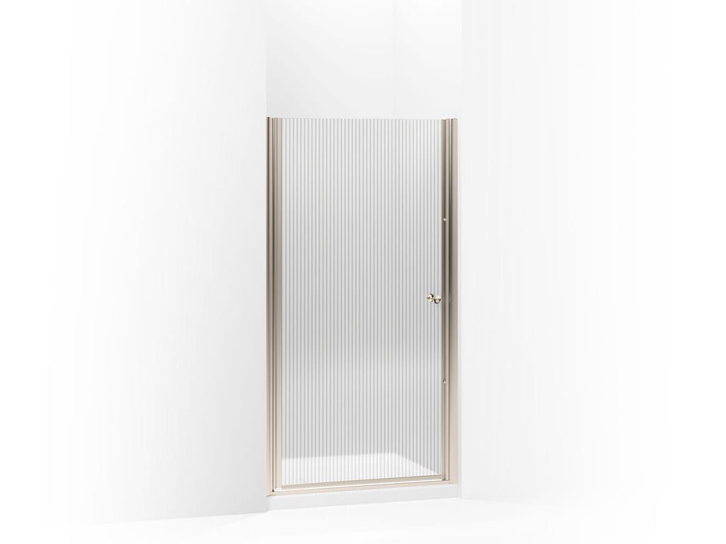 Fluence® Pivot shower door, 65-1/2" H x 37-1/2 - 39" W, with 1/4" thick Falling Lines glass