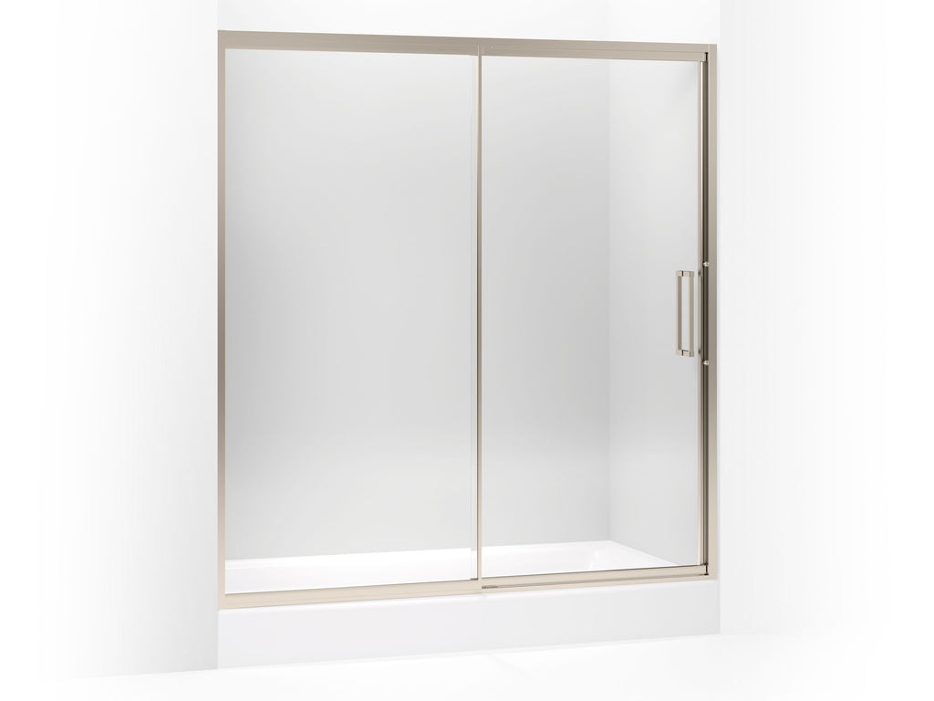 Lattis® Pivot shower door, 76" H x 69 - 72" W, with 3/8" thick Crystal Clear glass