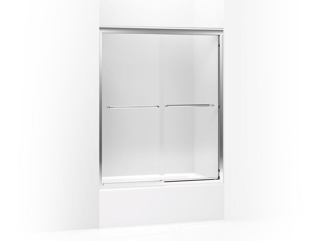 Fluence® Sliding bath door, 63" H x 49 - 52" W, with 1/4" thick Crystal Clear glass